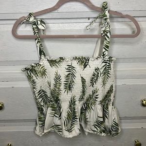 H&M peplum shirred leaf print crop tank top